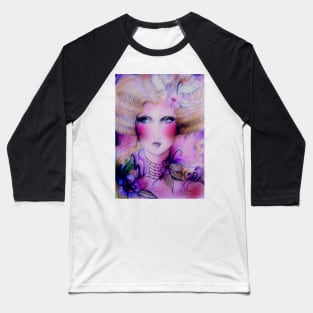 PINK BLOSSOM ART DECO WOODLAND FAIRY DOLLY GIRL Baseball T-Shirt